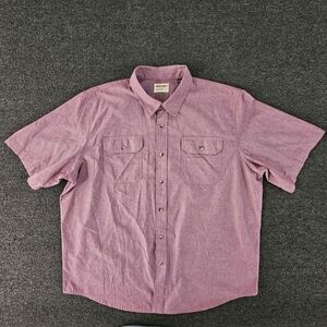 Wrangler Authentics Mens 2XL Burgundy Short Sleeve Button Down Shirt